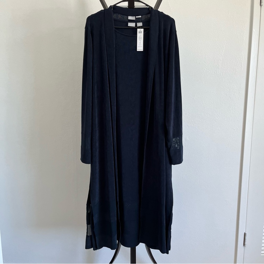 Elegant Black Long Cardigan and Tank Dress Size 3